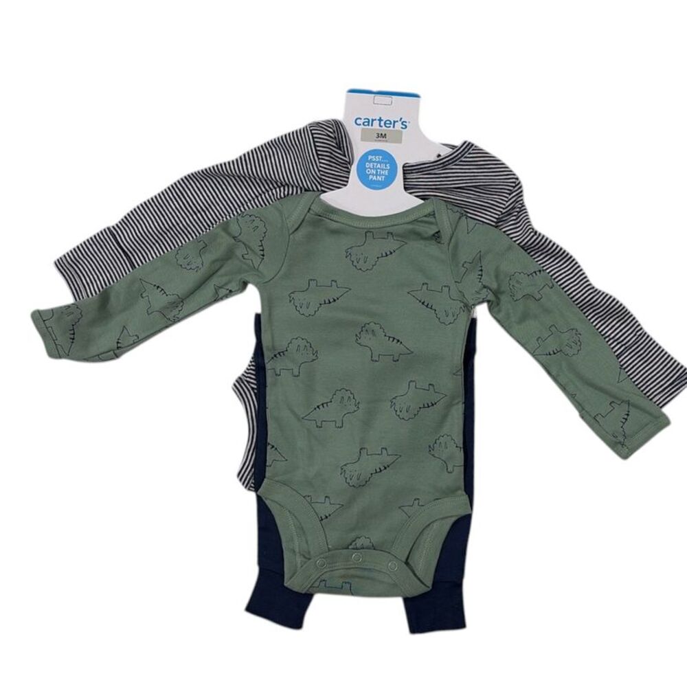 Carter's Baby Boys 3-Piece Snug Fit Long Sleeve Outfit Set - Green